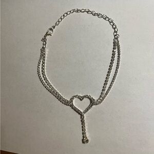 Dazzling Silver Heart Charm Anklet